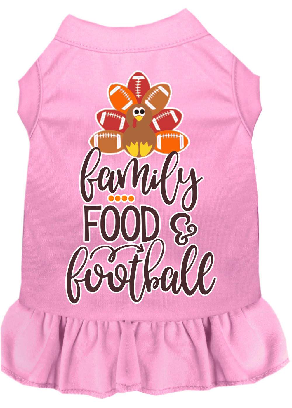 Family, Food, and Football Screen Print Dog Dress Light Pink Med